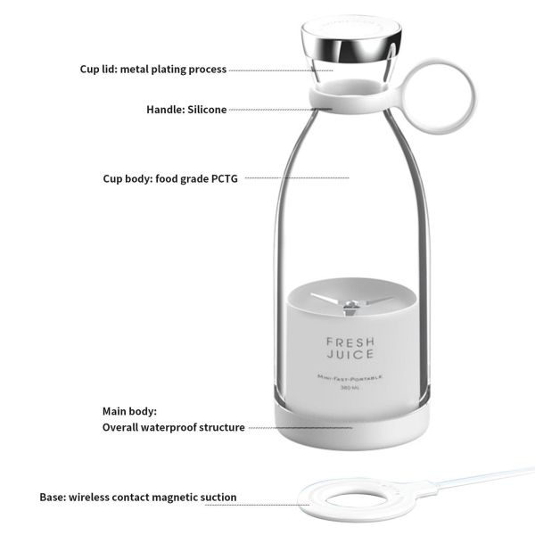 NepLiving Fresh Juice Blender Portable Blender For Smoothies Mini Electric Blender USB - Image 3