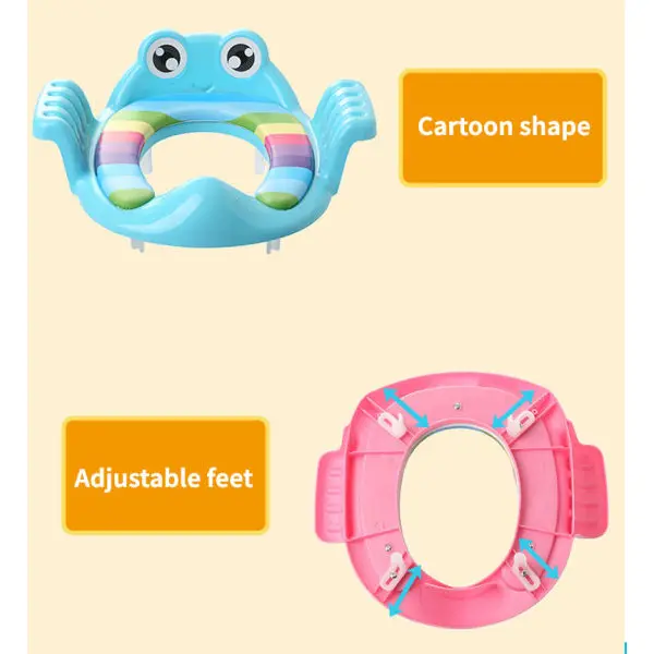 NepLiving Portable Child Safety Potty Seat with Armrest, Adjustable Height, Comfortable Training Toilet Seat Cushion for Boys & Girls, Cartoon Frog Design, Multicolor Options - Image 3