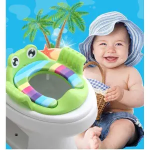 NepLiving Portable Child Safety Potty Seat with Armrest, Adjustable Height, Comfortable Training Toilet Seat Cushion for Boys & Girls, Cartoon Frog Design, Multicolor Options