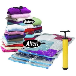 New 5-Pack High-Quality Space-Saving Vacuum Seal Storage Bags with Free Pump - Organize Your Home Efficiently