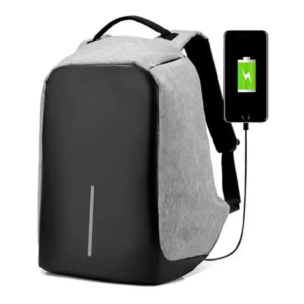 New Anti Theft Grey Fashion Laptop Backpack With Headphone USB - Image 2