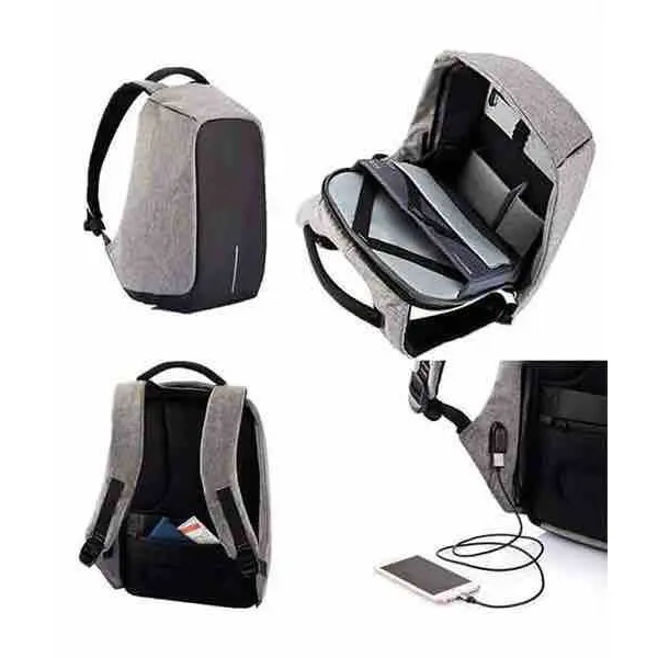 New Anti Theft Grey Fashion Laptop Backpack With Headphone USB - Image 3