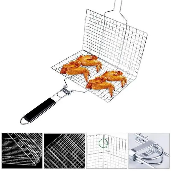 New Barbecue BBQ Grill Plate Mesh Net Mesh Wire Handle - Image 2