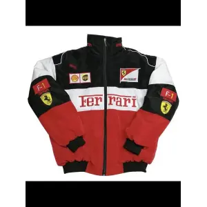New F1 Ferrari Vintage Racing Jacket Ferrari Printed Windproof Rider Jackets | Printed | Trend Biker Outwear
