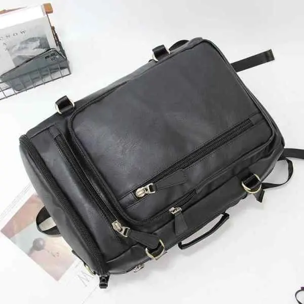 New Fashion Leather Backpack for School and College - Jeep Buluo Stylish Travel Bag for Boys - Durable PU Leather Rucksack with Side Handle - Image 3