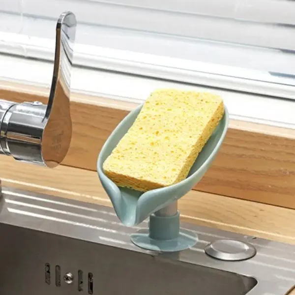 New Leaf Shape Drain Box Shower Soap Holder Dish Storage Plate Tray Supplies Bathroom Gadgets (Color May Vary) - Image 3
