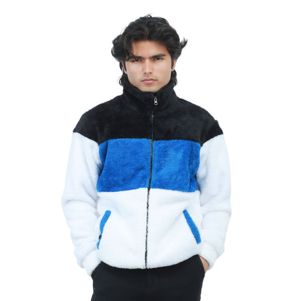 New Men's Winter Warm Polar Fur Mixed Color Coat Style Jacket. - Image 2