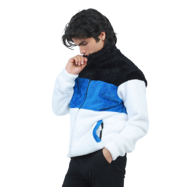 New Men's Winter Warm Polar Fur Mixed Color Coat Style Jacket. - Image 3