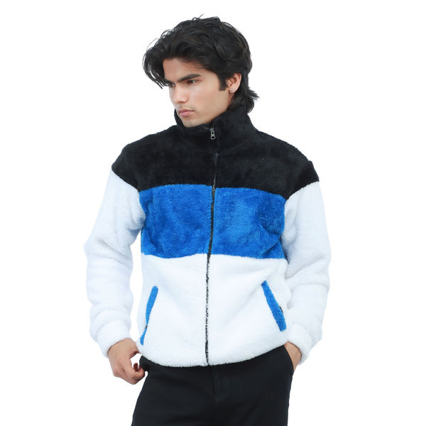 New Men's Winter Warm Polar Fur Mixed Color Coat Style Jacket. - Image 4