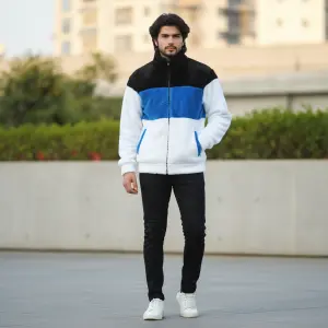 New Men's Winter Warm Polar Fur Mixed Color Coat Style Jacket.