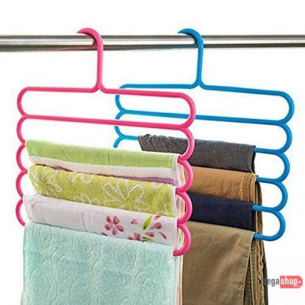 New Multi-Color 5-Layer Plastic Space-Saving Hangers - Durable & Adjustable for Efficient Closet Organization - Image 2