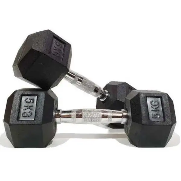 New Rubber Coated Hex Dumbbells with Chrome Handle - 2.5kg/5kg/7.5kg/10kg - Premium Fitness Weights - Image 3