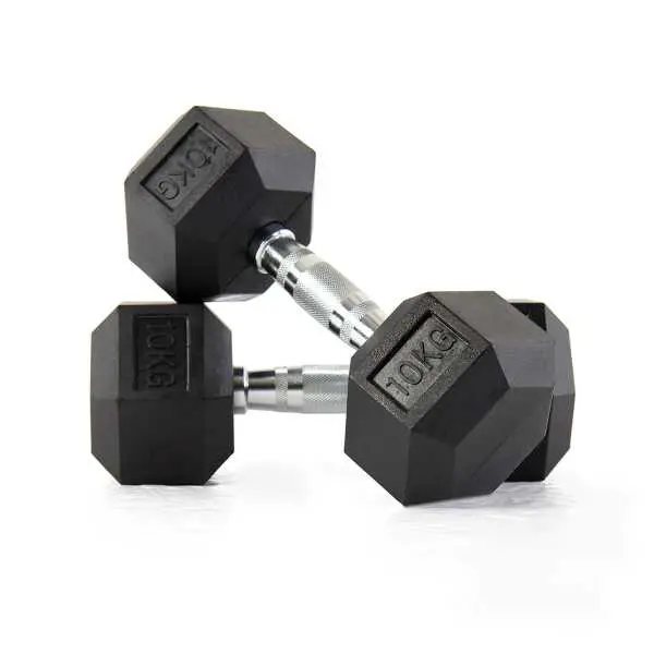 New Rubber Coated Hex Dumbbells with Chrome Handle - 2.5kg/5kg/7.5kg/10kg - Premium Fitness Weights - Image 5