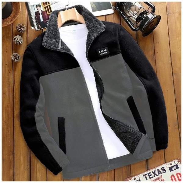 New Winter Warm Polar Inside Fur Contrast Jacket For Men's. - Fashion | Jackets For Men | Men's Wear | Winter Jackets | - Image 3