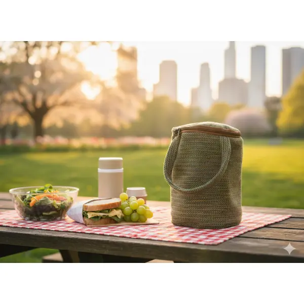 New Woven Fabric I Lunch Box Bag - Durable Polypropylene Tiffin Cooler with Handle - Image 3