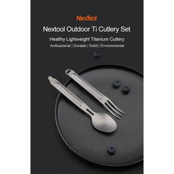 NexTool Outdoor Pure Titanium Spork and Spoon Reusable Camping Tableware Set 2-in-1 Detachable Outdoor Sport Healthy Convenient - Image 2