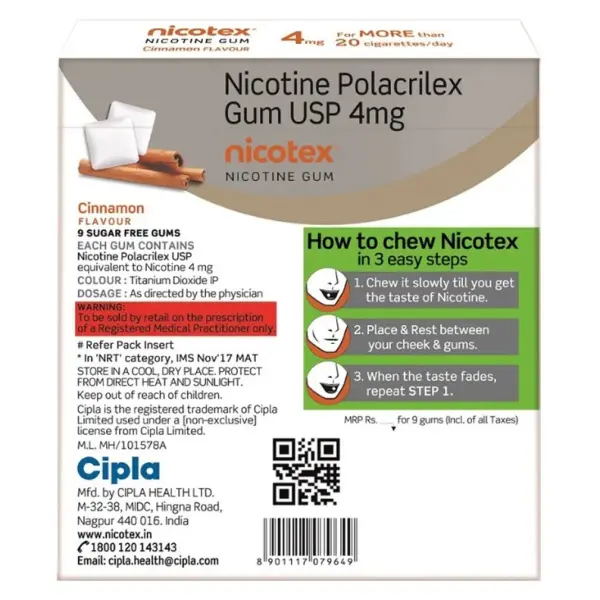 Nicotex Cinnamon Flavour Sugar Free Gum (4mg) - Image 2