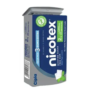 Nicotex Sugar Free Mint Plus Gums 2mg | Helps to Quit Smoking | WHO - approved Therapy | 40 Gums Tin |