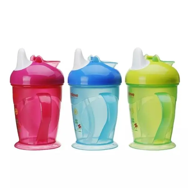 No Spill Baby Drinking Training Straw Cup Acrylic Baby Sippy Cups - Image 2