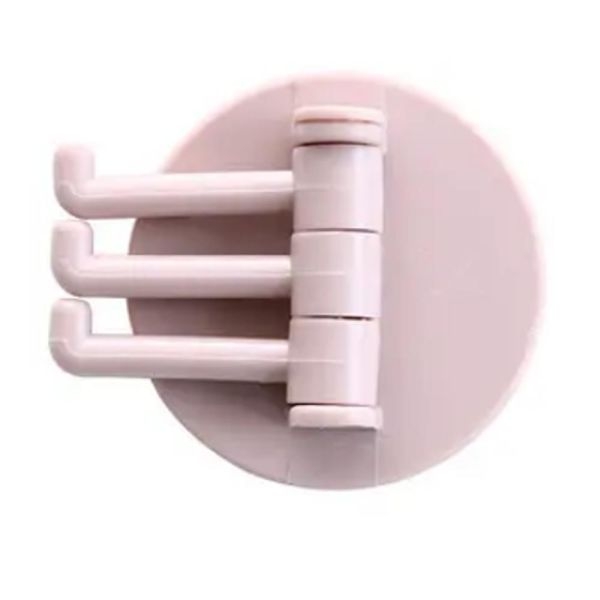 No Trace Paste 3 Branch Rotating Hook Kitchen Bathroom Wall Hook Home Plain Nail-Free Sticky Hook (Color May Vary) - Image 4