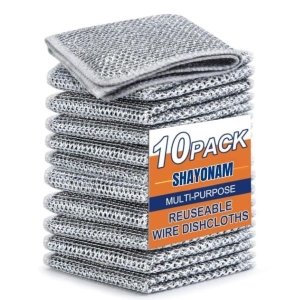 Non-Scratch Dish Cloths Heavy-Duty Wire Dishwashing Rags for Kitchen | Multipurpose Wire Dishwashing (Pack 10)