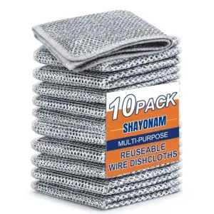Non-Scratch Dish Cloths Heavy-Duty Wire Dishwashing Rags for Kitchen | Multipurpose Wire Dishwashing (Pack 10)