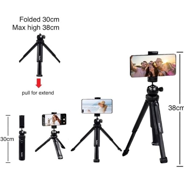 NP-999 Neepho 360 Degree Multi-Function Mini Portable Foldable Phone Stand And Selfie Stick for Phones Gopra camera - Image 3