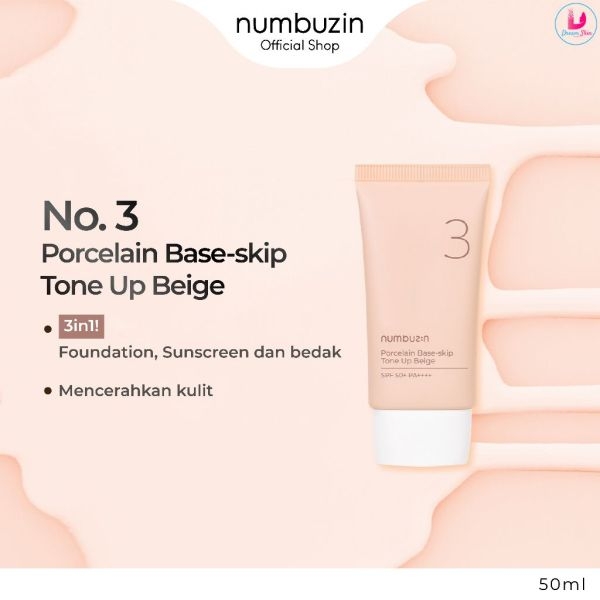 Numbuzin No.3 Porcelain Base-skip Tone Up Beige SPF50+ PA++++ 50ml By Dream Skin Nepal - Image 3
