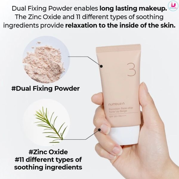Numbuzin No.3 Porcelain Base-skip Tone Up Beige SPF50+ PA++++ 50ml By Dream Skin Nepal - Image 4
