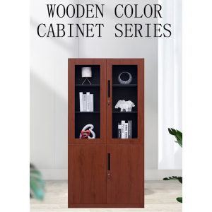 Office Filling Cabinet Daraz Big Size Four Door With Glassl Multiple Layer Shelf Fully Wooden Strong and Beautiful With Laminated Walnut Color