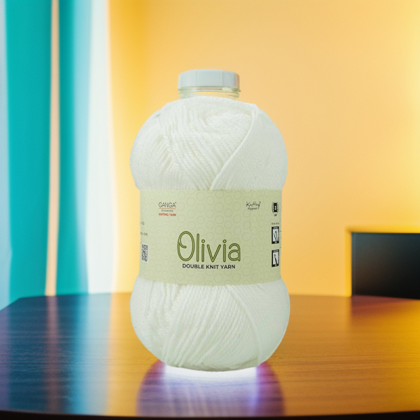 Olv005 Ganga Olivia Double Knit Yarn Supersoft Knitting White colour wool ball, Hand Knitting and Crochet Yarn - Image 2