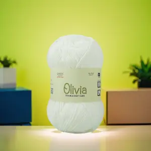 Olv005 Ganga Olivia Double Knit Yarn Supersoft Knitting White colour wool ball, Hand Knitting and Crochet Yarn