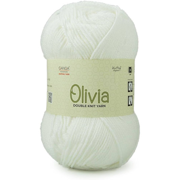 Olv005 Ganga Olivia Double Knit Yarn Supersoft Knitting White colour wool ball, Hand Knitting and Crochet Yarn - Image 5