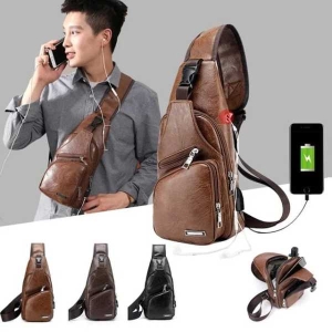 One Side Chest Bag With USB Charging Port for Men