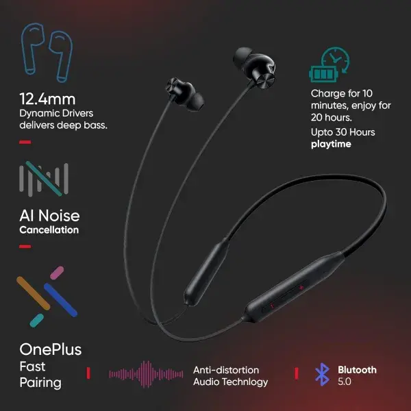 OnePlus Bullets Z2 Bluetooth Wireless in Ear Earphones with Mic, Bombastic Bass – 12.4mm Drivers, 30Hours Backup - Image 4