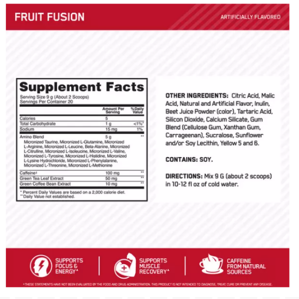 Optimum Nutrition Essential Amino Energy Fruit Fusion Strength & Recovery 270 Gram - Image 2