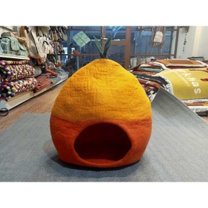 Orange Color Hand Felted Eco-Friendly Felt Cat House