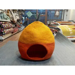 Orange Color Hand Felted Eco-Friendly Felt Cat House