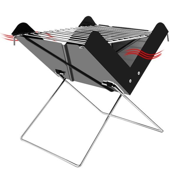 Outdoor Portable Folding Bbq Grill Barbeque Garden Camping Cooking Stainless Charcoal Carbon Oven - Image 2