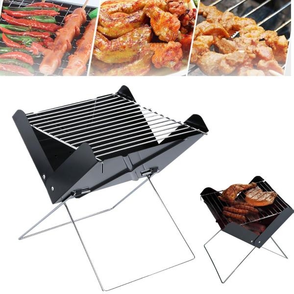 Outdoor Portable Folding Bbq Grill Barbeque Garden Camping Cooking Stainless Charcoal Carbon Oven - Image 5