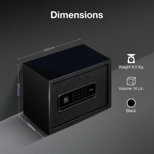 OZONE Bio Vault Life 16 - Black | Wi-Fi Safe Locker for Home & Office – Fingerprint Lock, 3-in-1 Unlocking (OzoLife App, Fingerprint & Password), Size: 250H x 350W x 250D mm, Weight: 9.5 kg, 2-Year Warranty - Image 3