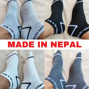 Pack of 4 Pairs of Ankle Socks for Men- PROUDLY MADE-IN-NEPAL - Fashion | Socks For Men | Men's Footwear |