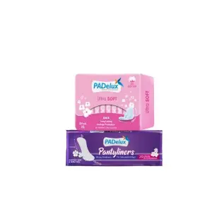 Padelux Combo Pack Of Sanitary Pads Ultra Soft Xl 280 Mm + Pantyliners 155Mm- 20 Liners With Fragrance