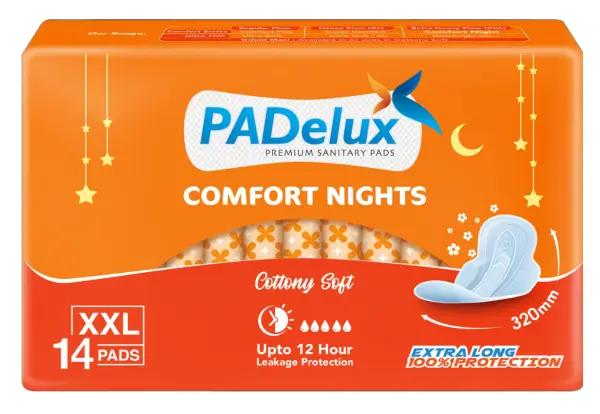 PADelux Sanitary Pads Comfort Nights XXL (Pack of 1) 14 Pads Soft and Cottony