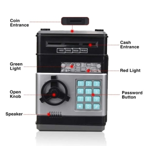 Password Lock Pig Bank Coin Savings Box Mini Safe