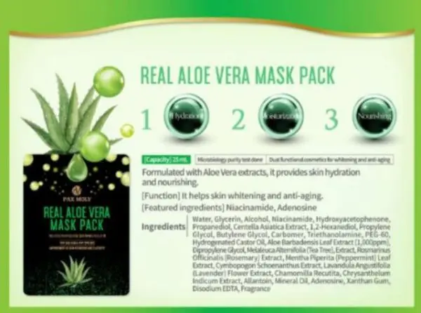 Pax Moly Real Aloe Vera Mask Pack – 5 Sheet Set - Image 4