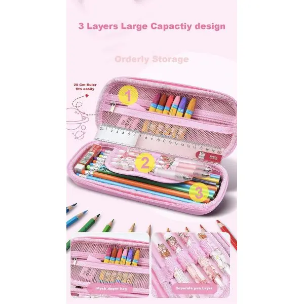 Pencil Purse/ Pink 3D Unicorn design Pencil Case - Image 2