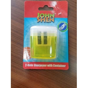 Pencil Sharpenner/ John Shen 2- Hole Pencil Sharpenner with Container