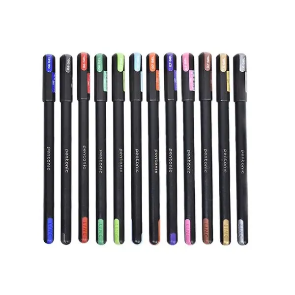 Pentonic Multicolor Gel Pen With Hard Box Case Set Of 12 Pcs By Mitrata - Image 2