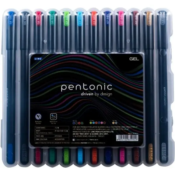 Pentonic Multicolor Gel Pen With Hard Box Case Set Of 12 Pcs By Mitrata - Image 3